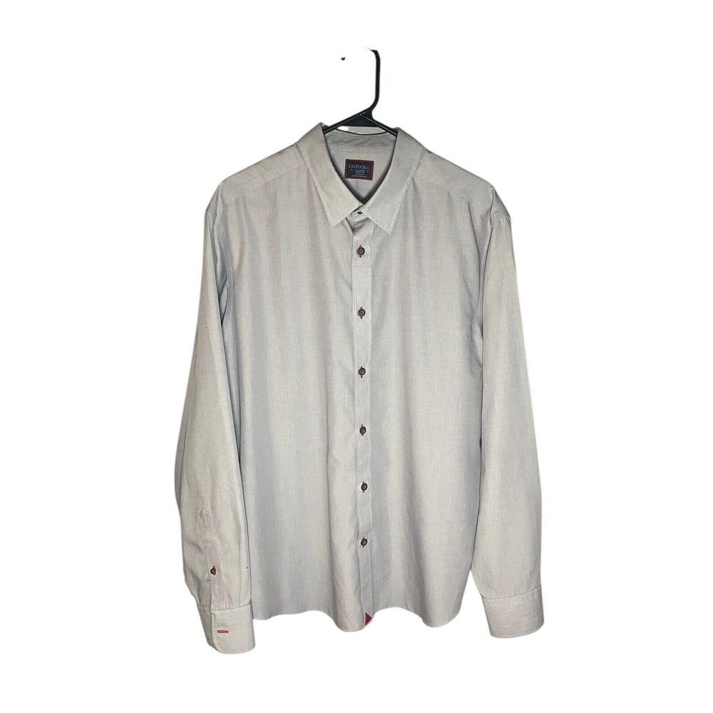 UNTUCKit Men's Long Sleeve Button Up Shirt Gray XL Wrinkle Free